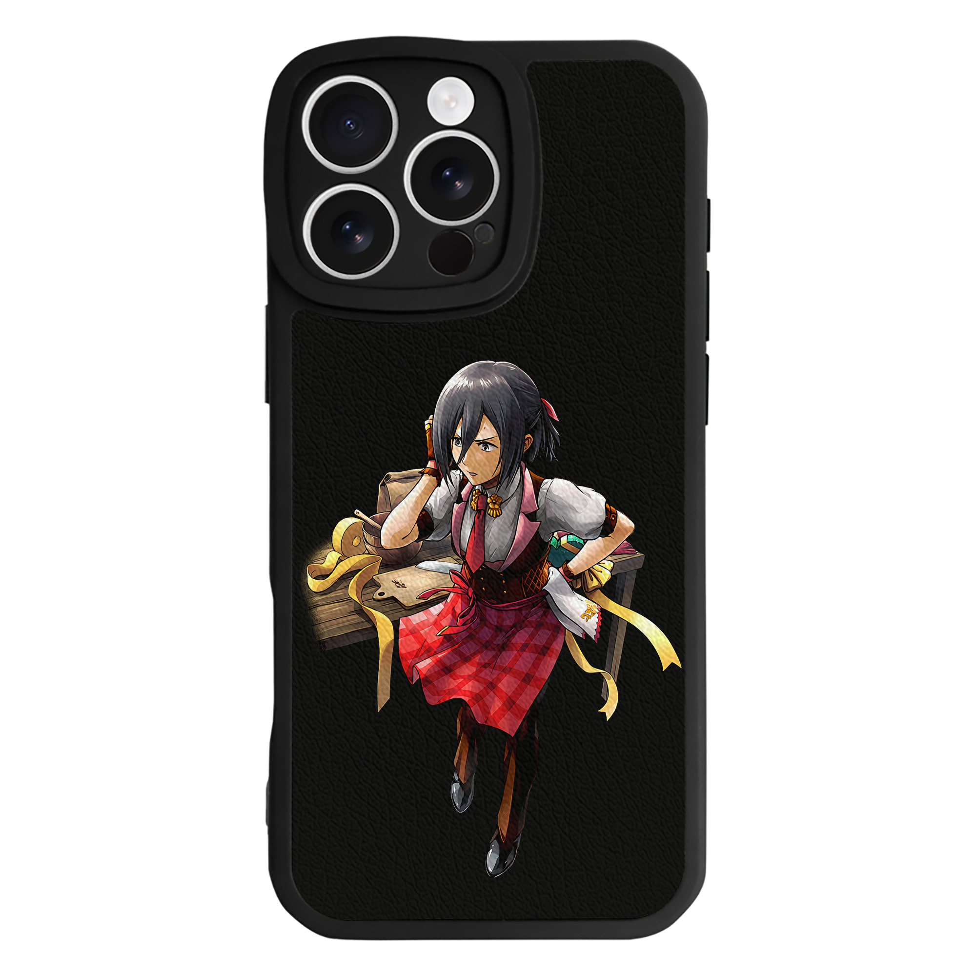 （画像用） 進撃の巨人 ミカサ·アッカーマン Attack on Titan Mikasa Ackerman 【iPhone 16シリーズ対応】シリコンスマホケース（レザー調） 材質：シリコン